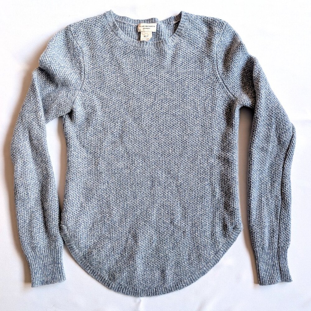Club Monaco Rhona Cashmere Sweater Blue Long Sleeve Crewneck Pullover Size XS